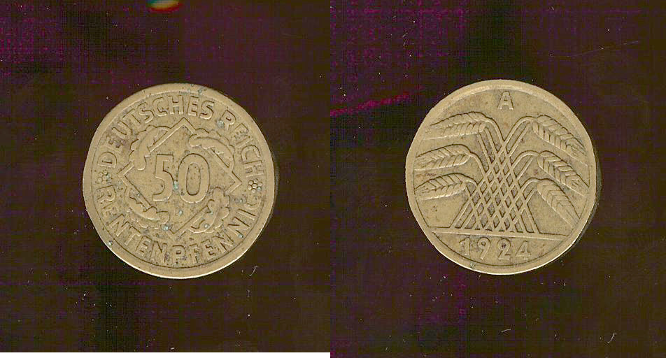 Germany 50 rentenpfennig 1924A aVF
